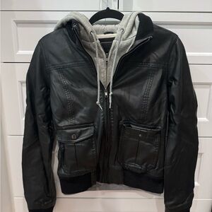 OBEY faux leather jacket with sweatshirt lining